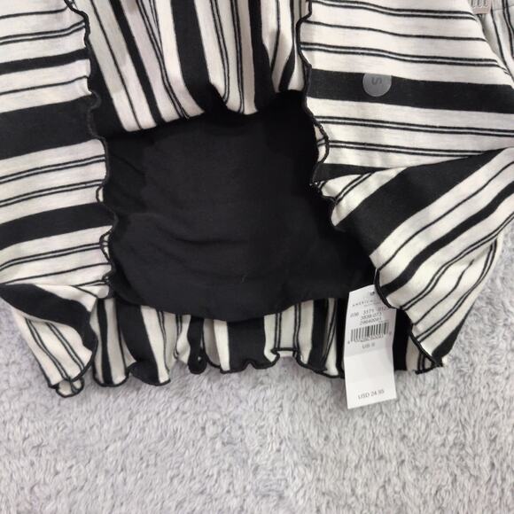 American Eagle White And Black Striped Women's Small Flowy Cropped Tube Top NWT - Picture 3 of 10